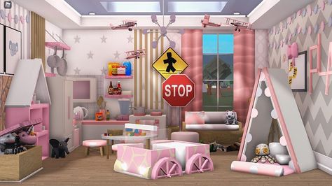 Ambrosial Decals, Todler Room, Pastel Kids Room, Bloxburg Rooms, Bloxburg Hacks, Bloxburg Building, Blox Burg, Blocksburg Room Ideas￼, Bloxburg Build Ideas