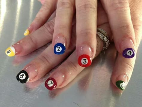 Billard Nails, Billiard Nails, 8 Ball Nails, Moms Nails, Pool Nails, Mom Nails, Men Nails, Man Nails, Ball Nails