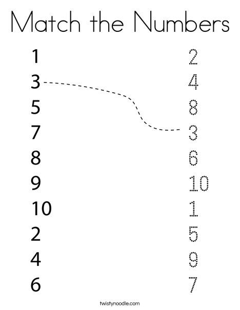 Match the Numbers Coloring Page - Twisty Noodle Match The Same Number Worksheet, Number Matching Worksheets For Preschool, Color The Numbers Worksheet, Math Worksheets Preschool Free Printable, Numbers Matching Worksheet, Match The Numbers Worksheet, Match Numbers Worksheet, Number 10 Activities For Preschool, Match The Same Number