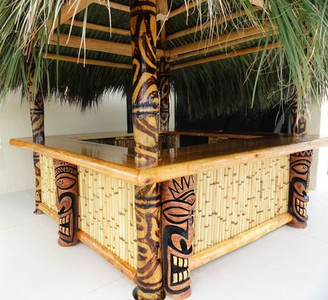 Tiki Bar Design, Tiki Bars Backyard, Tiki Bars Diy, Tikki Bar, Outdoor Tiki Bar, Bar Design Ideas, Diy Outdoor Bar, Bamboo Bar, Tiki Bar Decor