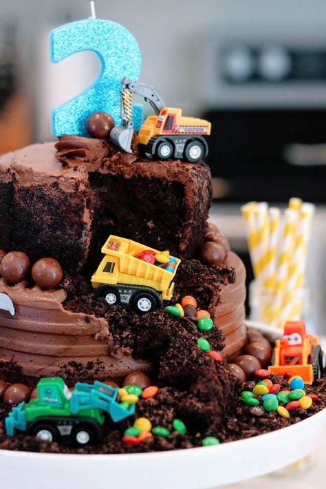 Truck Cakes For Boys, Kids Birthday Cakes For Boys, Construction Truck Birthday, Truck Birthday Cake, Digger Cake, Construction Birthday Cake, Truck Birthday Cakes, Construction Theme Birthday Party, Construction Cake