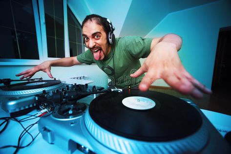 Party Stock Image, Dj Drawing Reference, Dj Reference Pose, Dj Pose Reference, How To Dj, Party Pose Reference, Dj Photoshoot Ideas, Fish Eye Lens Photography, Dj Turn Table