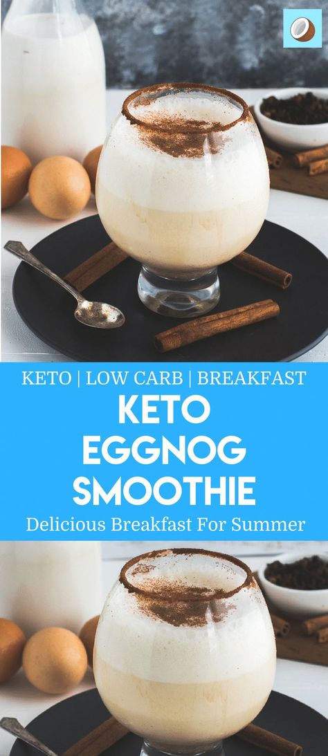 I can already smell the warm cinnamon wafting through the kitchen as I try and describe how delicious this Keto Eggnog Smoothie is. It's an easy smoothie recipe, much like my Avocado Smoothie, or Blueberry Smoothie. via @fatforweightlos Eggnog Smoothie, Keto Eggnog, Keto Beverages, Easy Smoothie Recipe, Desayuno Keto, Keto Shakes, Keto Smoothie, Smoothie Fruit, Keto Smoothie Recipes