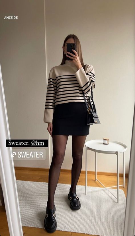 Outfits With Short Black Skirt, Mini Skirt And Loafers Outfit, Black Skirt And Sweater Outfit, Midi Skirt Winter Outfit, Black Skirt Winter Outfit, Black Mini Skirt Outfit Winter, Mini Skirt Winter Outfit, Skirt Fall Outfits, Sweater And Skirt Outfit