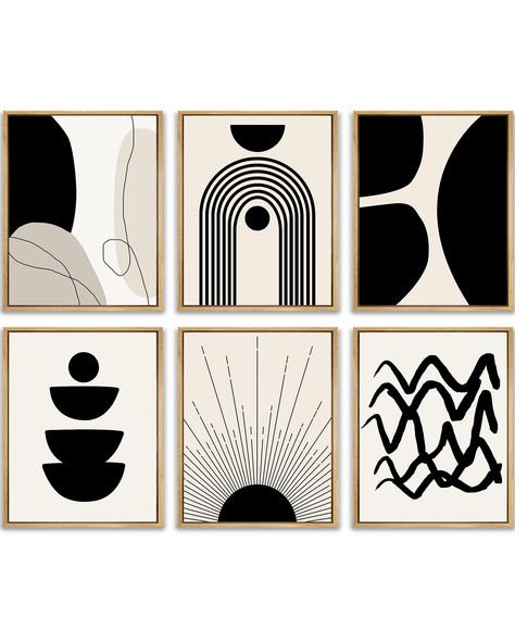 PRICES MAY VARY. 𝗕𝗢𝗛𝗢 𝗪𝗔𝗟𝗟 𝗔𝗥𝗧 -Inspired by boho style and minimalism, The modern wall art prints perfectly combine geometric patterns, lines and neutral black,brown and beige colors, making the artworks more abstract . Will be the perfect art decoration for your room. 𝗕𝗢𝗢𝗦𝗧 𝗬𝗢𝗨𝗥 𝗩𝗜𝗕𝗘𝗦 - New boho art designs will enhance the boho vibe of any room. We have designed a variety of bohemian artwork, you can add different styles of bohemian artwork to your room to enhance the Black White Tan Boho Living Room, Black And White Boho Art, Modern Geometric Art Patterns, Bohemian Abstract Art, Modern Wall Prints, Black And Brown Interior, Boho Painting Ideas On Canvas, Green And Black Decor, Black White Gold Living Room