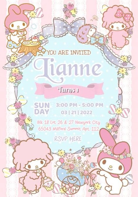 My Melody Birthday Decorations, Sanrio Invitation Template, Sanrio Party Invitations, Sanrio Invitation Card, My Melody Invitation Card, My Melody Invitation Template, Sanrio Birthday Invitation Card, My Melody Party Invitation, My Melody Theme Birthday Party Ideas