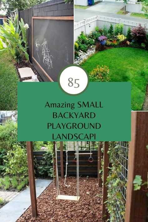 Playground In Small Backyard, Alternative Playground Ideas, Side Yard Kids Play Area, Tiny Backyard Play Area, Simple Playground Ideas, Small Backyard Playground Ideas, Small Backyard Porch Ideas, Kid Friendly Backyard Landscaping, Small Garden Kids Play Area