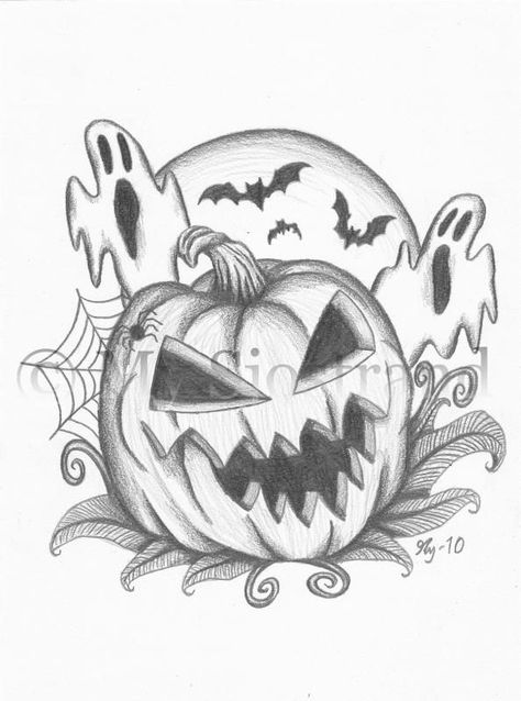 Halloween Pictures To Draw, Easy Halloween Drawings, Drawing Dragon, Beautiful Pencil Drawings, Scary Drawings, Fall Drawings, Arte Doodle, Drawing Hair, Drawing Faces