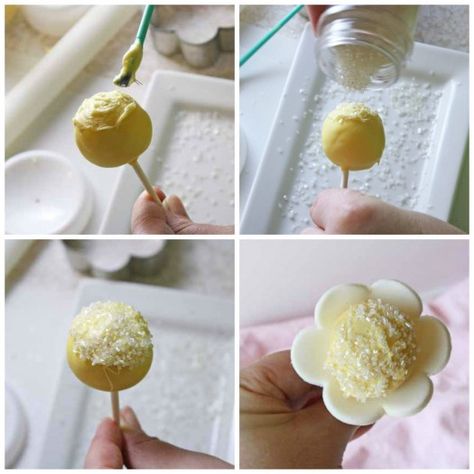 How to make easty Spring flower cake pops Flower Cake Pops Bouquet, Cake Pop Flowers, Spring Flower Cake, Flower Cake Pops, Cake Pop Bouquet, Cake Push Pops, Christmas Ice Cream, Pop Cake, Sanding Sugar