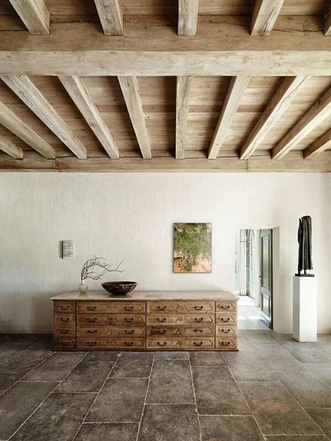 . Axel Vervoordt Interiors, Kitchen Pots, Axel Vervoordt, Silk Design, Aqua Background, Timber Beams, Handmade Inspiration, Wooden Ceilings, Design Del Prodotto