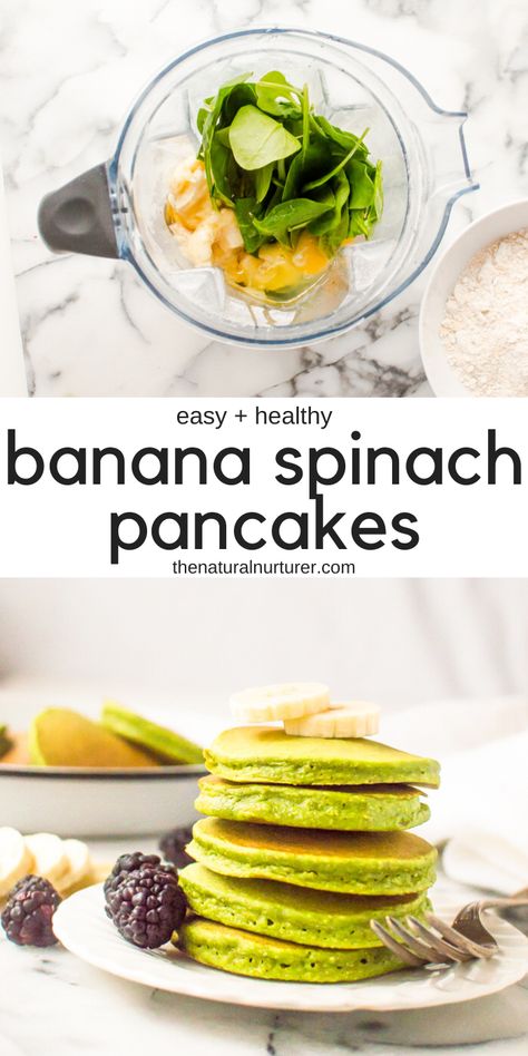 Banana Spinach Pancakes, Spinach Pancakes, Easy And Healthy Breakfast, Menu Sarapan Sehat, Dinner Vegetarian, Healthy Pancakes, Resep Diet, Makanan Diet, Pancakes Healthy