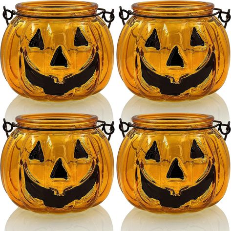 Color Orange Material Glass Brand SHMILMH Product Dimensions 4"L x 4"W x 3"H Finish Type metal Halloween Candle Holders, Tea Lights Centerpieces, Anthropologie Candle, Candle Table Centerpieces, Pumpkin Candle Holder, Glass Tealight Candle Holders, Pumpkin Lantern, Halloween Candle, Glass Votive Holders