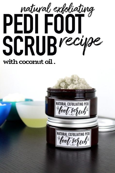 Pedi Foot Scrub Recipe with Coconut Oil. Natural foot care recipe for healthy looking skin. This super exfoliating pedi foot scrub recipe with coconut oil will leave your feet feeling like you just had a professional spa pedicure! Made with all natural ingredients, this pedi foot scrub DIY exfoliates with fine sea salt and pumice. It then hydrates skin with shea butter and coconut oil for softer, smoother feet with every use! A natural clean beauty recipe for your natural skin care routine. Best At Home Pedicure, Diy Foot Scrub Recipes, Diy Pedi, Foot Scrub Recipe, Natural Skincare Recipes, Coconut Oil Soap, Coconut Oil Recipes, Spa Pedicure, Natural Beauty Recipes