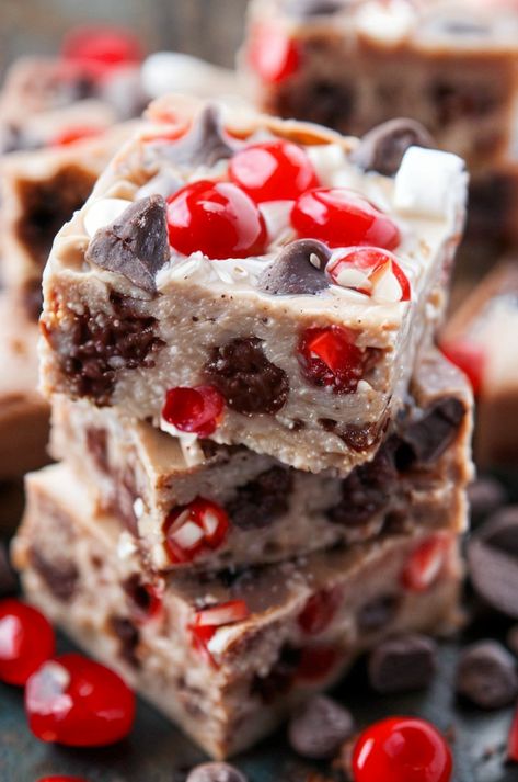 Indulge in creamy Cherry Garcia Fudge, bursting with cherries and chocolate. Perfectly sweet treat for any occasion! #Fudge #CherryGarcia #Dessert #Chocolate #Treats Cherry Garcia Fudge Recipe, Cherry Garcia Fudge, Opera Fudge Recipe, Cherry Fudge, Cherry Garcia, Cranberry Orange Cake, Newfoundland Recipes, Rocky Road Fudge, Cherry Delight