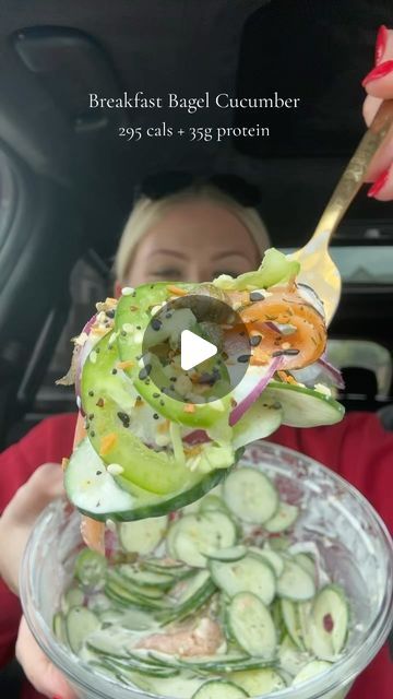 Samantha Milton on Instagram: "Cucumber Breakfast Bagel🥯🥒 Spinning Logan’s viral cucumber recipe to fit my protein and calorie goals/ 295 cals + 35g protein @logansfewd  #cucumber #salmon #breakfast #bagel #highprotein #lowcal #volume #caloriedeficit #weightloss #pcos #health #recipe #mealprep #car #togo #eating #pcosweightloss #journey #transformation" Tik Tok Low Carb Recipes, Tik Tok Cucumber Recipes, Logan Cucumber Recipes, Logansfewd Cucumber, Cucumber Breakfast, Cucumber Salmon, Muscle Meals, Viral Cucumber, Cucumber Snacks