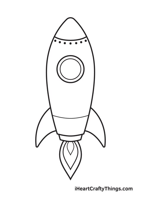 Rocket Ship Art Preschool, Rocketship Drawing Easy, Rocket Ship Outline, Rocket Printable Free, Rocket Ship Template Free Printable, How To Draw A Rocket Ship, Rocket Preschool Activities, Rocket Design Ideas, Rocket Template Free Printable