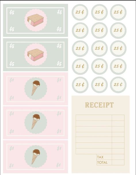 Paper Ice Cream Shop Printable, Paper Dolls Printable Templates Cut Outs, Paper Ice Cream Shop, Ice Cream Scoop Template, Cardboard Ice Cream Stand, Play Ice Cream Shop, Pretend Play Ice Cream, Flamingo Land, Ice Cream Template