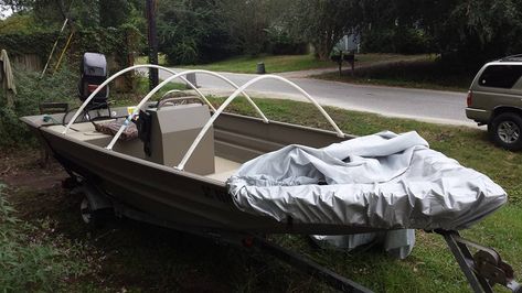 Boat Cover Support, Bamboo Boat, Boat Diy, John Boats, Pvc Frame, Boats Fishing, Flat Bottom Boats, Plywood Boat Plans, Rv Cover