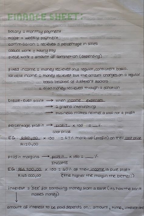 Financial Algebra Notes, Math Percentage Notes, Math Terms And Definitions, Percentages Math Notes, Maths Literacy Grade 12, Cat Exam Notes, Financial Maths Notes, Finance Study Notes, Freshman Math Notes