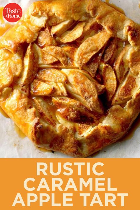 Apple Tart Recipes, Rustic Tart Recipes, Rustic Tart, Individual Apple Tarts, Caramel Apple Tart, Apple Walnut Tart Recipe, Rustic Pies And Tarts, Apple Crostata With Puff Pastry, Caramel Apple Galette Recipe