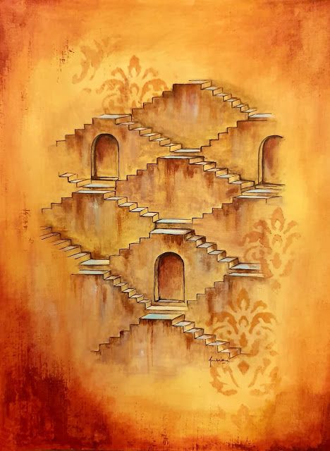 Jodhpur Painting Art, Jaipur Sketch, Indian Architecture Painting, Jaipur Painting, Well Illustration, Jaipur Diaries, Jaipur Art, Inverted Pyramid, Rajasthani Art