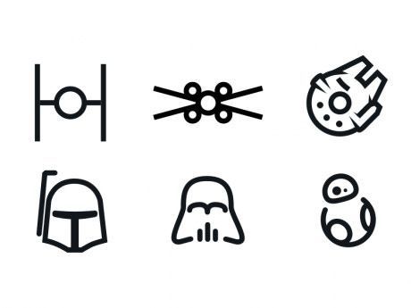 A set of Star Wars minimal icons.                              … Nerd Tattoos For Guys, Starwars Small Tattoos, Star Wars Simple Drawings, Simple Star Wars Tattoo Ideas, Aurebesh Tattoo, Starwars Symbols, Simple Star Wars Tattoo, Starwars Icons, Tattoo Ear