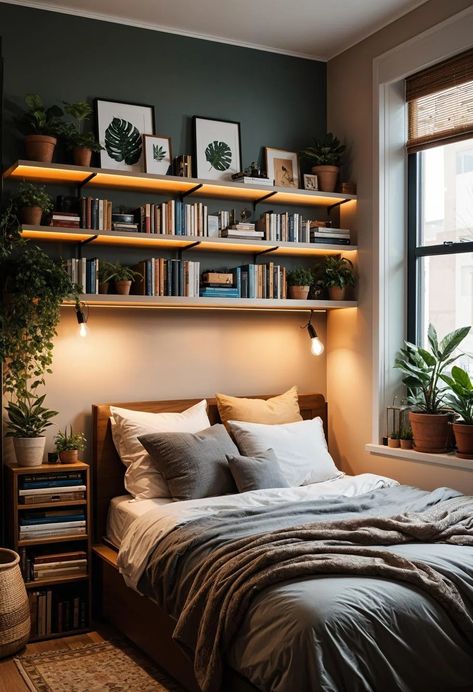 15 Clever Tiny Bedroom Ideas You Must See 3 Small Bedroom Designs With Storage, Bedroom Smart Ideas, Bedroom Office Storage Ideas, Storage Idea For Small Bedroom, Functional Bedroom Design, Small Room Ideas Storage, Small Bedroom Shelf Ideas, Small College Room Ideas, Optimizing Small Spaces