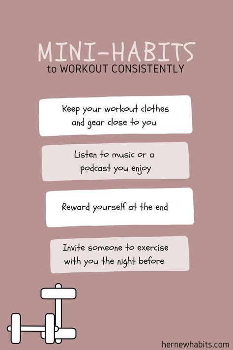 How To Keep Motivated To Work Out, How To Motivate Yourself To Workout, How To Start Working Out, Reasons To Workout, Mini Habits, How To Start Exercising, Start Working Out, New Habits, Planet Fitness