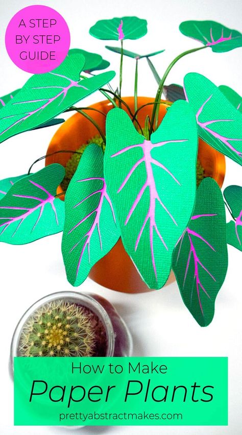 3d Paper Plants Diy, Cardboard Leaves Diy, Plant Paper Art, How To Make Paper Plants, 3d Plants Art, Paper Plants Diy Free Printable, Cardboard Plants Diy, Paper Plants Diy How To Make, Paper Mache Plants