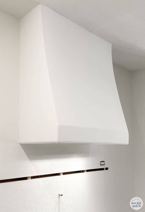 Limewash Range Hood, Plaster Stove Hood, Drywall Hood Vent, Hood Vent Cover Diy, Diy Plaster Hood, Stove Vent Hood Ideas, White Kitchen Vent Hood, Plaster Hood Vent, Drywall Hood