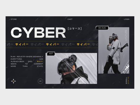 Cyberpunk Website Design, Cyberpunk Website, Website Portfolio, Header Design, Payment Gateway, E Commerce Website, Portfolio Inspiration, Web Inspiration, Landing Page Design