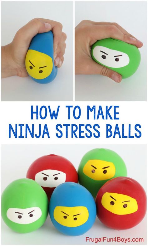 How to Make Ninja Stress Balls - Fun craft for kids! Ninja Crafts, Ninjago Party, Ninja Party, Yellow Balloons, Market Day, Crafts For Boys, Crafts For Kids To Make, Camp Ideas, Activity Days