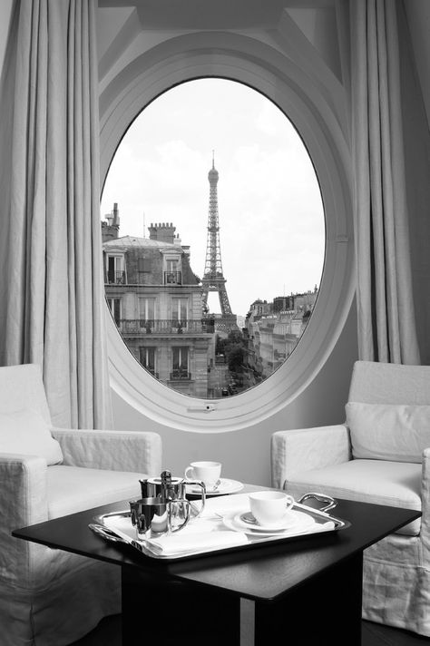 decorations idea: frames w paris vignettes; suspended from ceiling around perimeter of room? can we afford drapery?? The Eiffel Tower, Eiffel Tower, Tower, Paris, Living Room, White