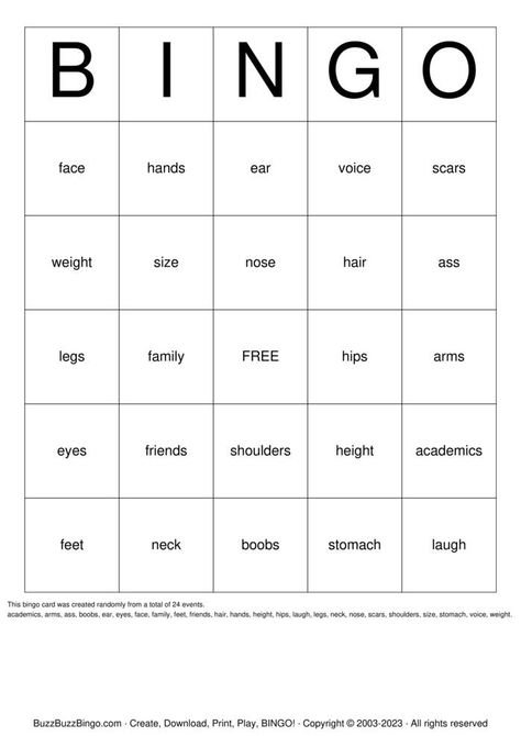 French Body Parts, Text Features Worksheet, Free Printable Bingo Cards, Free Bingo Cards, Printable Bingo Games, Bingo Party, Order Cards, Word Bingo, Snap Words