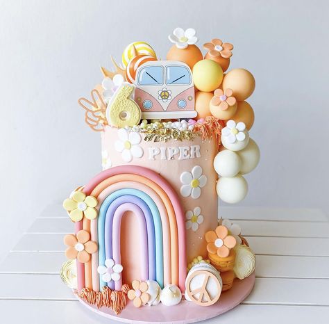 Groovy One Birthday Cake Ideas, Nine Is A Vibe Birthday Cake, Groove Birthday Party Ideas, Boho Groovy Cake Ideas, Groovy Unicorn Party, Groovy Themed Cake, 5 Is A Vibe Birthday Party Cake, Two Groovy Birthday Party Cake, Groovy Cake Ideas Birthday