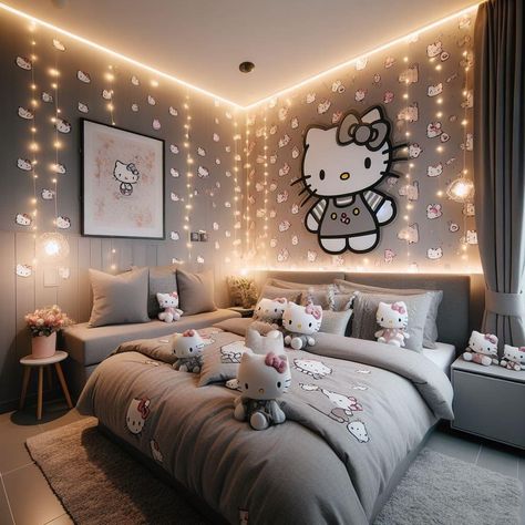 Girls Loft Bed, Hello Kitty Bedroom, Bedroom Girl, Toddler Bedroom Girl, Hello Kitty Rooms, Toddler Bedroom, Moo Moo, Beige Bedroom, Bedroom Deco