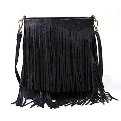 Women Fringe Tassel Cross Body Bag Leisure Shoulder Bag Fringe Crossbody Bag, Festival Bag, Tassel Bag, Black Fringe, Gifts For Your Mom, Leather Fringe, Tassel Fringe, Day Bag, Women Bag