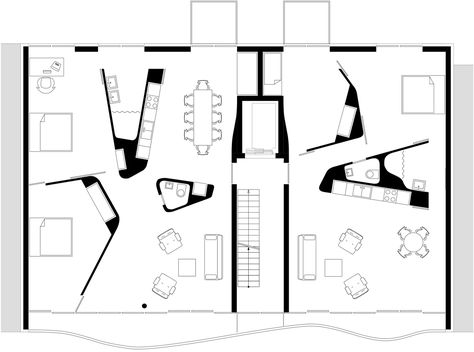 Student Accomodation Floor Plan, Co Housing Floor Plan, Floor Plan Apartment Building, Shared Appartement, Organic Floor Plan, Co Living Space, House Floor Plan Design, Urban House Design, Housing Floor Plans