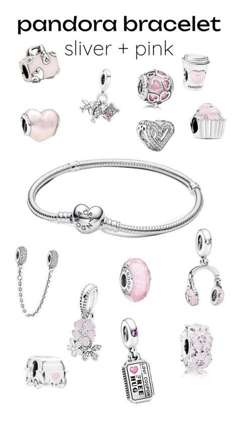 Cute Pink Pandora Charms, Pandora Gift Aesthetic, Pandora Pink Charms, Pandora Pink Bracelet, Cute Pandora Charms, Pandora Charms Aesthetic, Pink Pandora Charms, Pandora Charm Bracelet Aesthetic, Pandora Bracelet Aesthetic