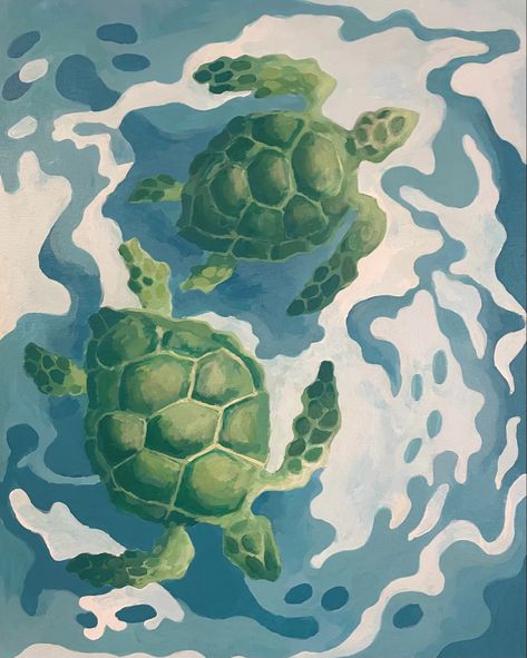 Turtle Drawing, Sea Turtle Art, Summer Painting, Turtle Painting, Turtle Art, Sea Turtles, Art Collage Wall, Art Inspiration Painting, Painting Art Projects