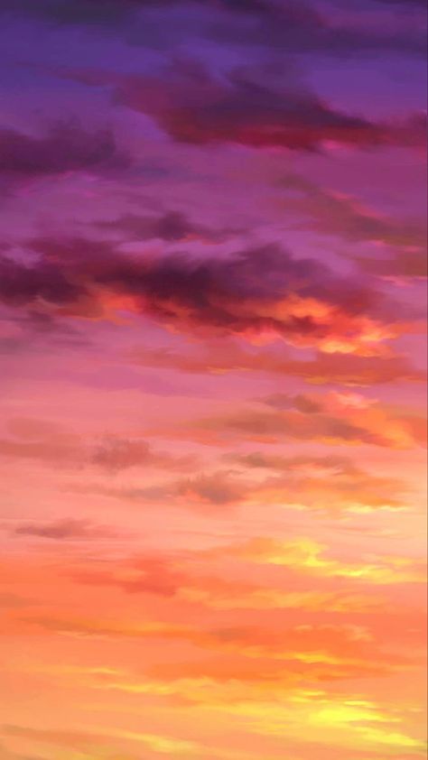 Sunset Reference Drawing, Sunset And Clouds Painting, Watercolor Sunset Landscape, Pretty Sky Painting, Sunset Painting With Clouds, Sunset Color Aesthetic, Sunset Background Painting, Cloudy Sunset Painting, Sunrise Sky Painting