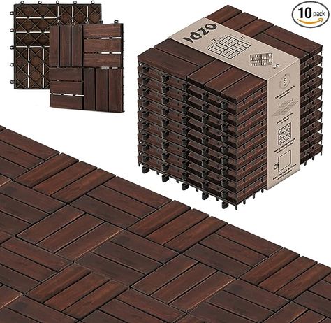 About this item DECK YOUR PERFECT SPACE: Deck Tiles are stunning choices to switch up your boring ground; Our interlocking deck tiles come in a variety of slat styles, and colors, from elegant dark brown to dazzling golden teak so you can get any look you want This page contains affiliate links. If you choose to make a purchase after clicking a link, I may receive a commission at no additional cost to you. Thank you for your support! Interlocking Patio Tiles, Wood Deck Tiles, Interlocking Floor Tiles, Decking Boards, Deck Flooring, Interlocking Deck Tiles, Deck Tiles, Flooring Tiles, Patio Tiles