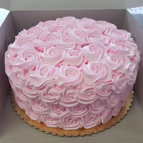 Rosette Cake💕 #nanafisbakery #bakery #bakerylife #cafe #laguna #lagunabeach #lagunahills #orangecounty #occakes #ocpastry #yummy #delicious… Pink Cakes Birthday, Pink Flower Cake, Pink Frosted Cake Birthday, Pastel Rosette Cake, Two Tier Rosette Cake, Rosette Cake With Sprinkles, Pink Rossete Cake, 19th Birthday Cakes, 17 Birthday Cake