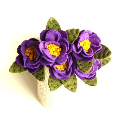 Felt Flower DIY Kit Makes (5) Purple Crocus Flowers 3" Across w/Leaves Wool Blend Felt Shaped Flowers Low Sew-20262 Purple Felt Flowers, Felt Flower Diy, Purple Crocus, Crocus Flowers, Felt Flowers Diy, Flower Diy, Felt Flower, Diy Kit, Felt Flowers