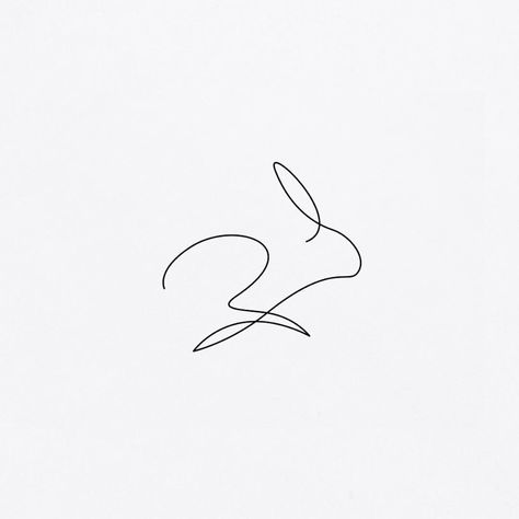 5,771 Likes, 39 Comments - Logo Inspirations (@logoinspirations) on Instagram: “One Line Rabbit by DFT @differantly - DELICIOUS FOOD BRANDING👇👇 @thefoodbrand @thefoodbrand 🍔 -…” One Line Rabbit, Bunny Tattoo Small, Hase Tattoos, Continuous Line Tattoo, One Line Tattoo, Lapin Art, Designer Branding, Startup Logo, Rabbit Tattoos