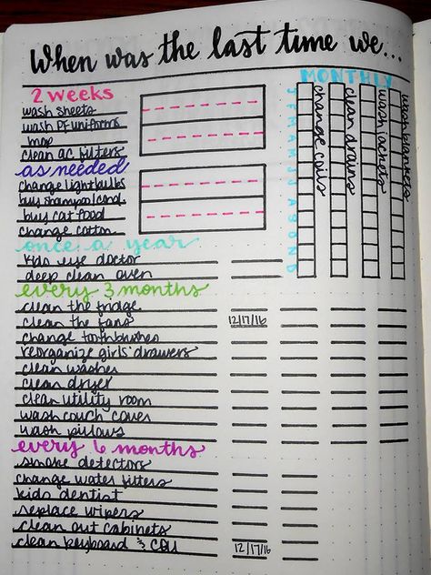 Genius Backlog When Did I Last, Bullet Journal Ideas Templates, Bulletin Journal Ideas, Organize Your Home, Bullet Journal Notebook, Dot Journals, Bullet Journal Writing, Bullet Journal Inspo, Bullet Journal Doodles