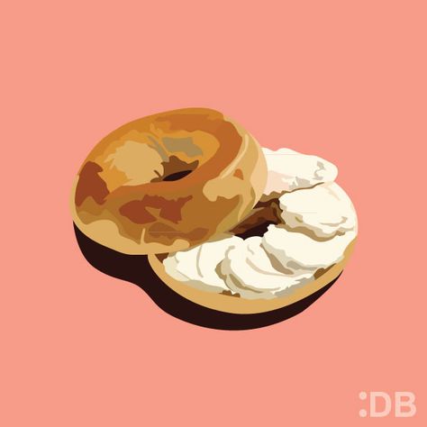 bagel&creamcheese Bagel Aesthetic Wallpaper, Bagel Cartoon, Bagel Poster, Bagel Tattoo, Bagel Painting, Bagel Drawing, Bagel Illustration, Jewish Illustration, Bagel Art