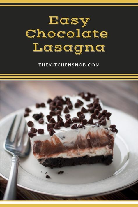 Super easy chocolate lasagna recipe! Bite into luscious soft layers of chocolate and cream with an Oreo crust! So good. #chocolatedesserts #dessert #easydesserts #oreodesserts Chocolate Lasagna Recipe Easy, Dessert Auction Ideas, Easy Chocolate Lasagna, Soft Desserts, Chocolate Lasagna Dessert, Lasagna Cake, Dessert Auction, Oreo Lasagna, Lasagna Dessert