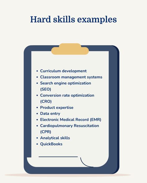 Hiring managers spend six seconds on average reading a resume. That means you need to wow them in five. A well-written skills section can help. Learn what hard skills are and how to include them in your resume and cover letter! #MyPerfectResume #Resume #HardSkills #CareerTips #JobSearch Hard Skills, Resume Advice, Cardiopulmonary Resuscitation, Resume And Cover Letter, Conversion Rate Optimization, Curriculum Development, Data Entry, Resume Tips, Search Engine Optimization Seo