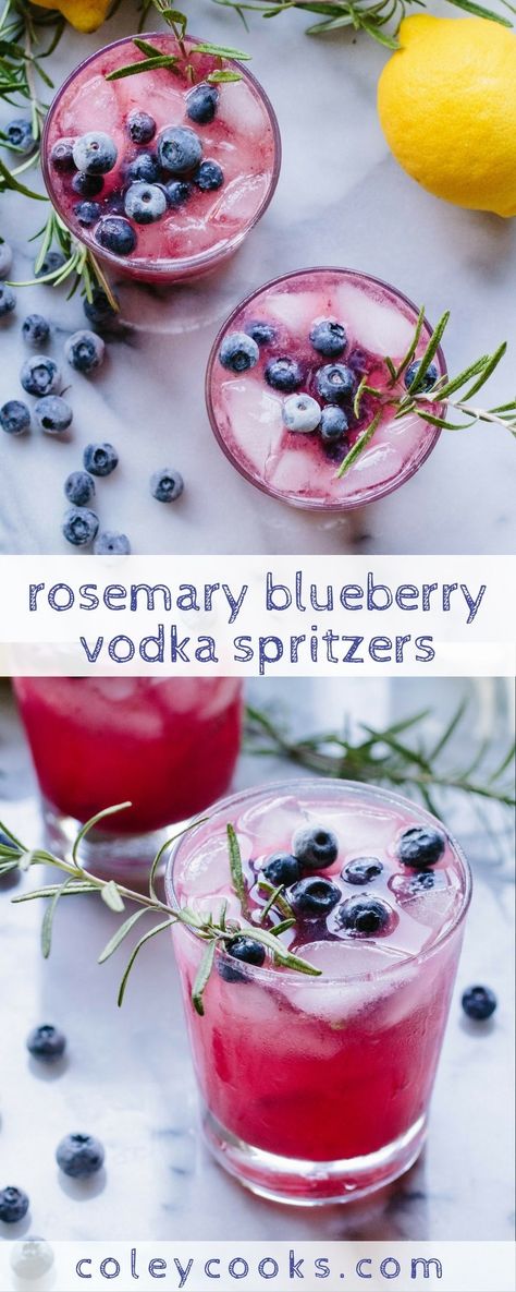 Rosemary Blueberry Vodka Spritzers | Coley Cooks Drinks Vodka, Blueberry Cocktail, Blueberry Vodka, Summer Vodka Cocktails, Lemon Drop Martini, Tasty Drinks, Vodka Drinks, Cocktail Drinks Recipes, Vodka Cocktails